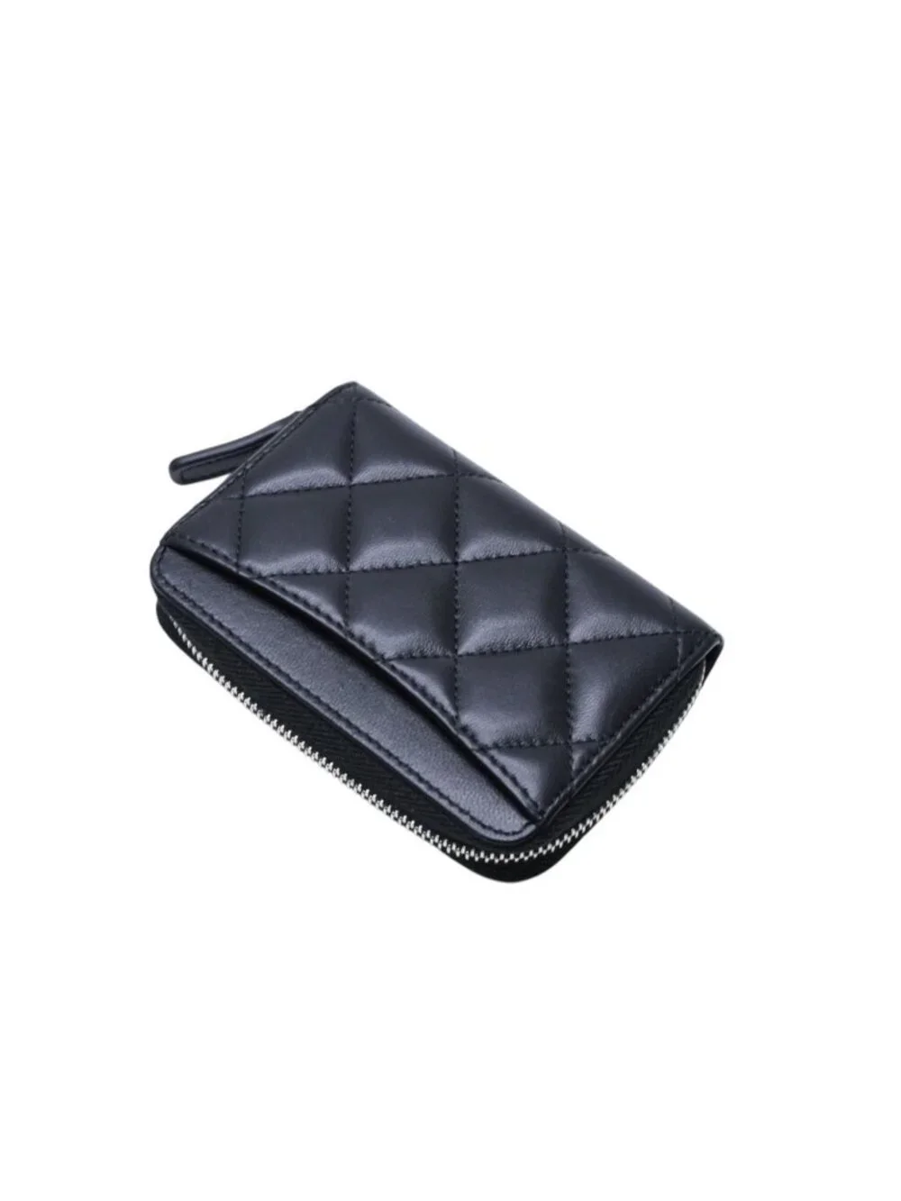 Chanel Classic Zip Coin Purse CC Logo Lambskin Black